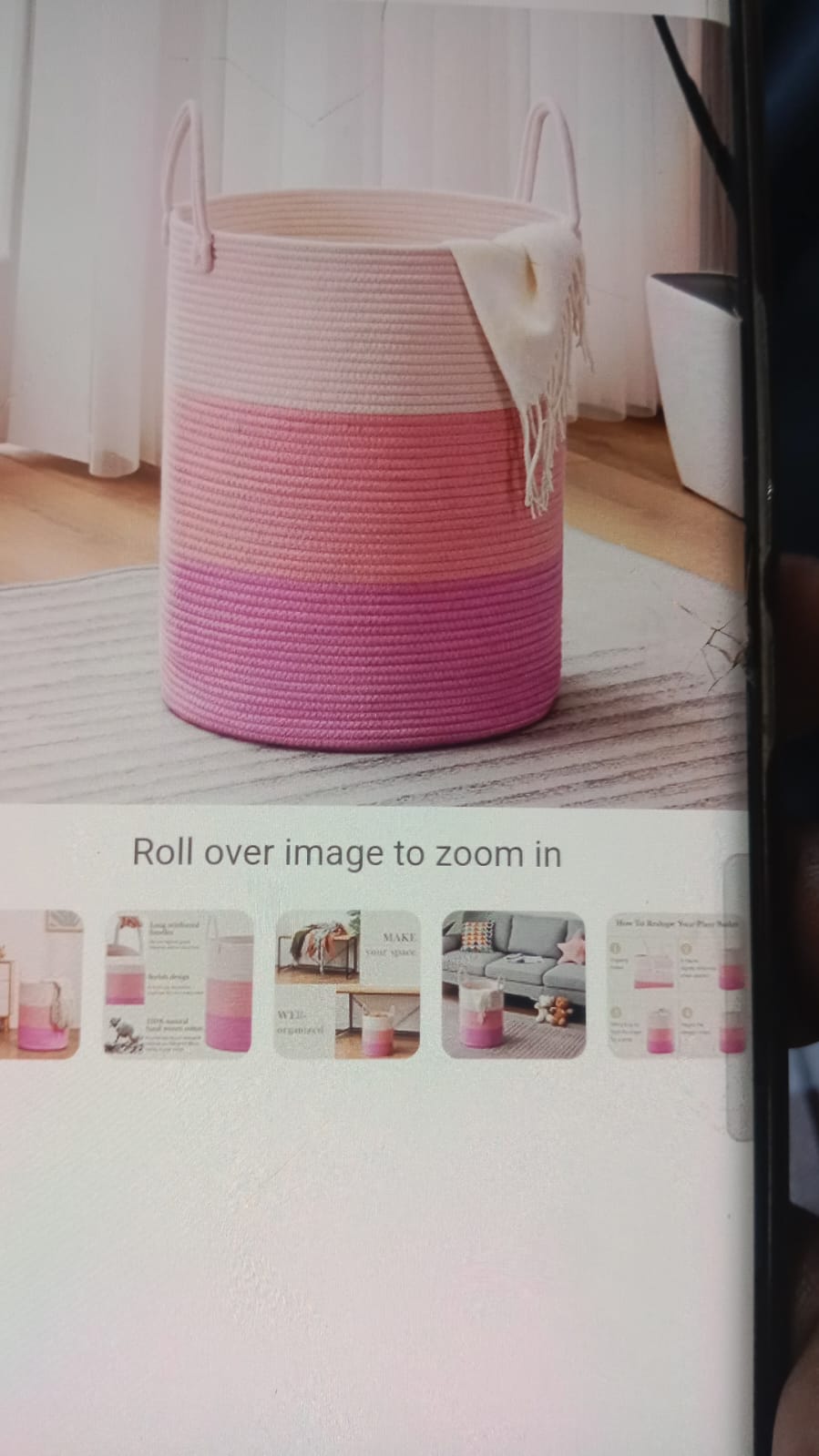 Pink Gradient Tall Cylinder Storage Basket