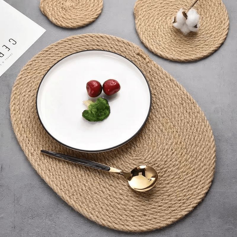 Thick Coiled Jute Oval Placemat