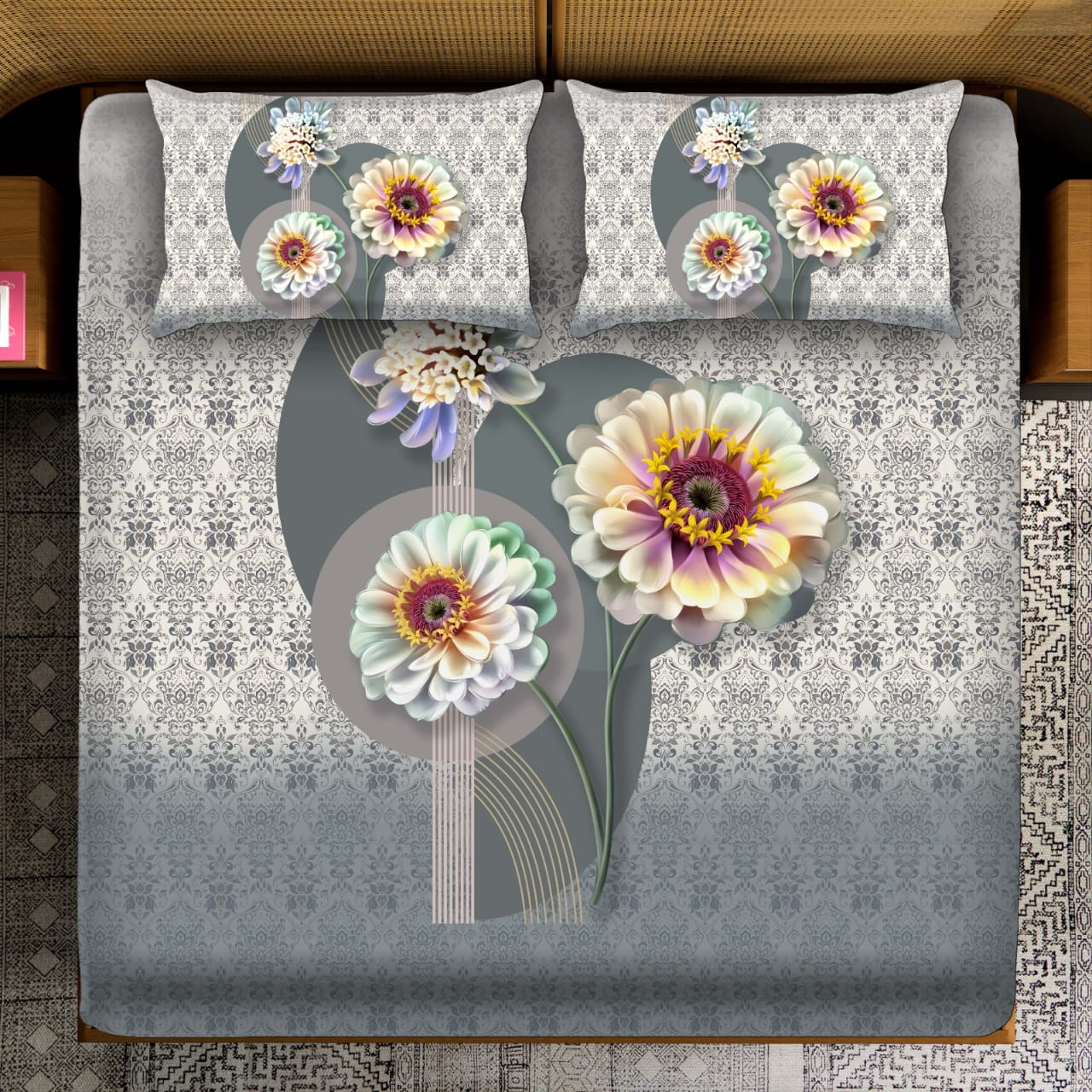 Cranberry Red Tapestry with Ethnic Motifs Bedsheet