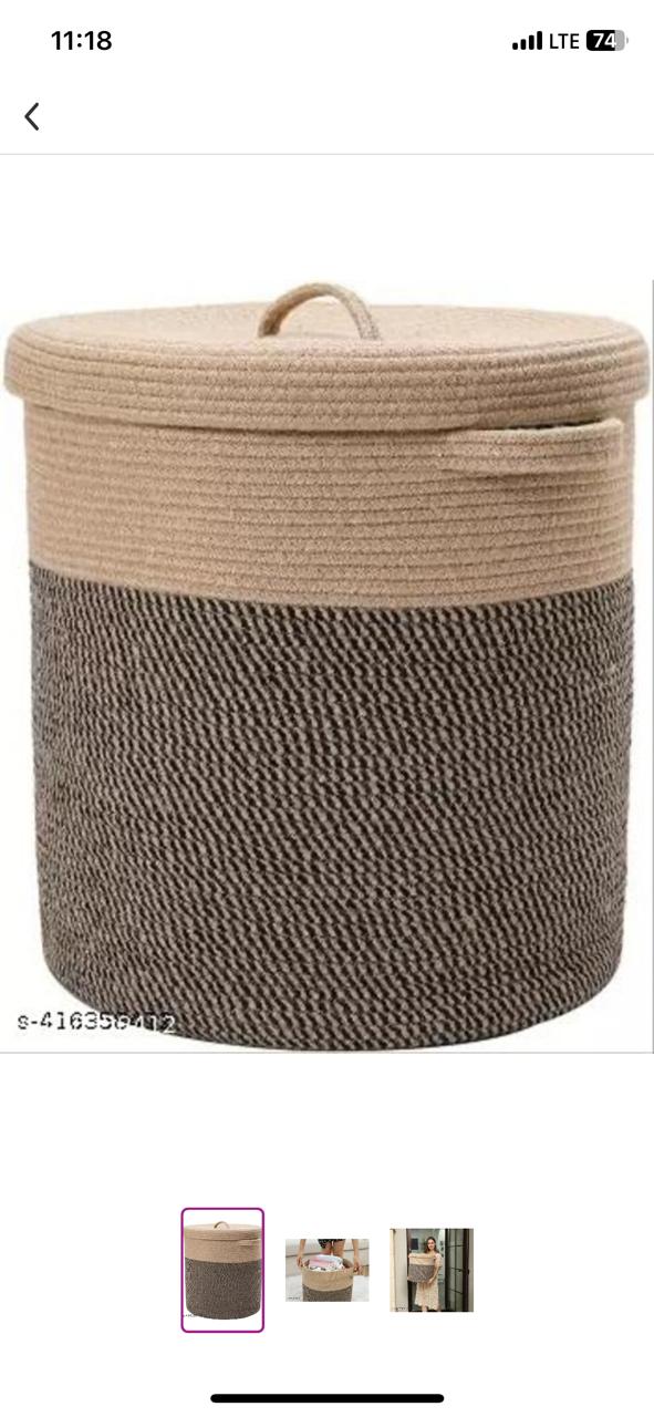 Tan and White Three-Tier Woven Basket