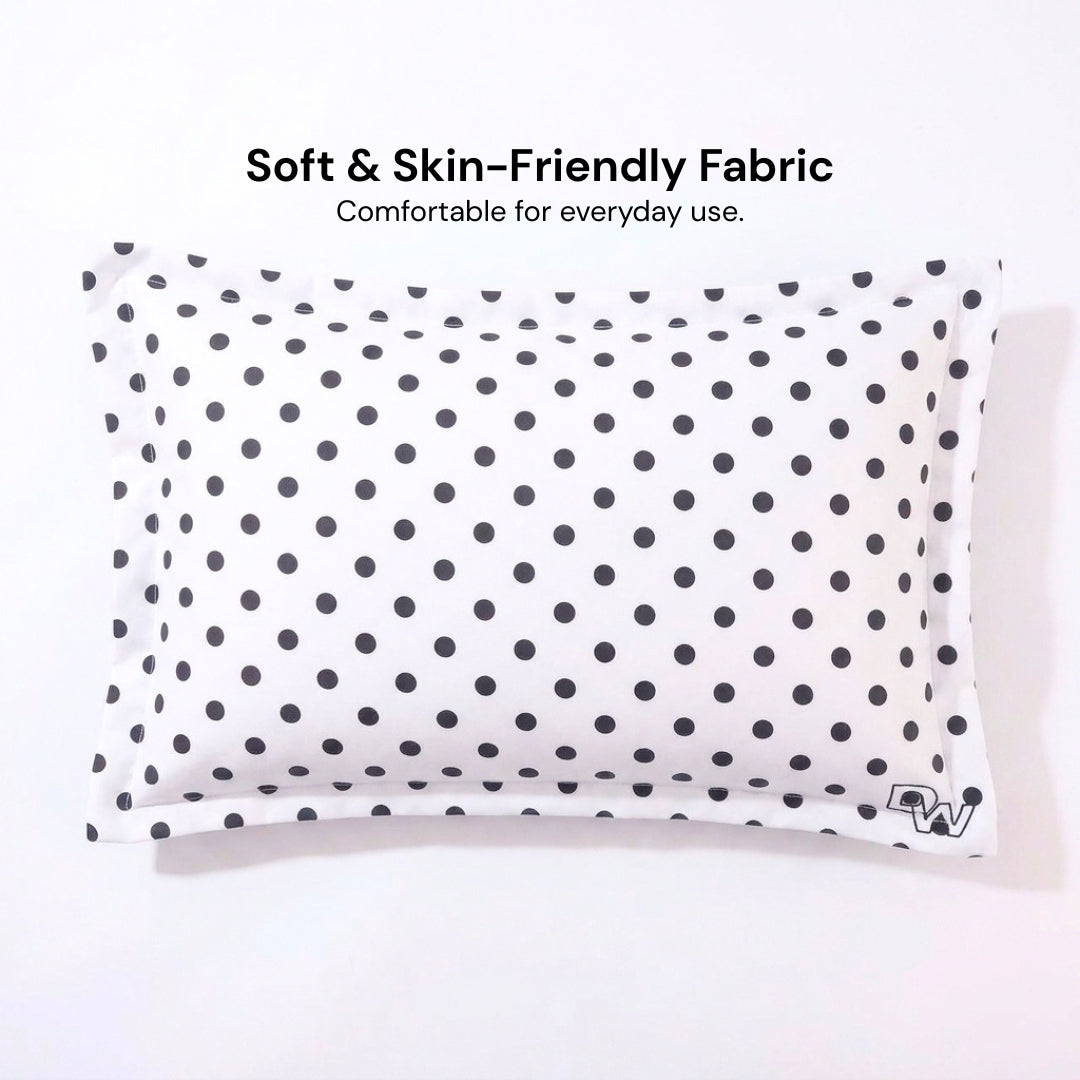 Polka Dot Cotton Pillow White