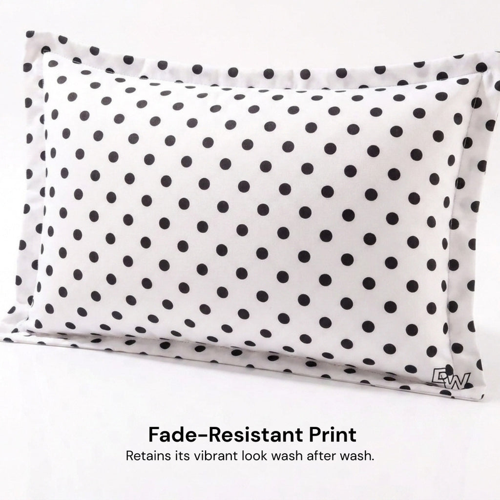 Polka Dot Cotton Pillow White