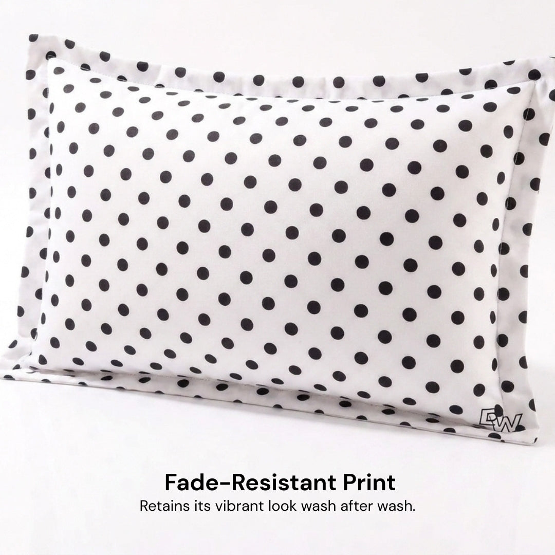 Polka Dot Cotton Pillow White