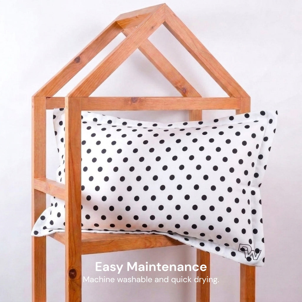 Polka Dot Cotton Pillow White