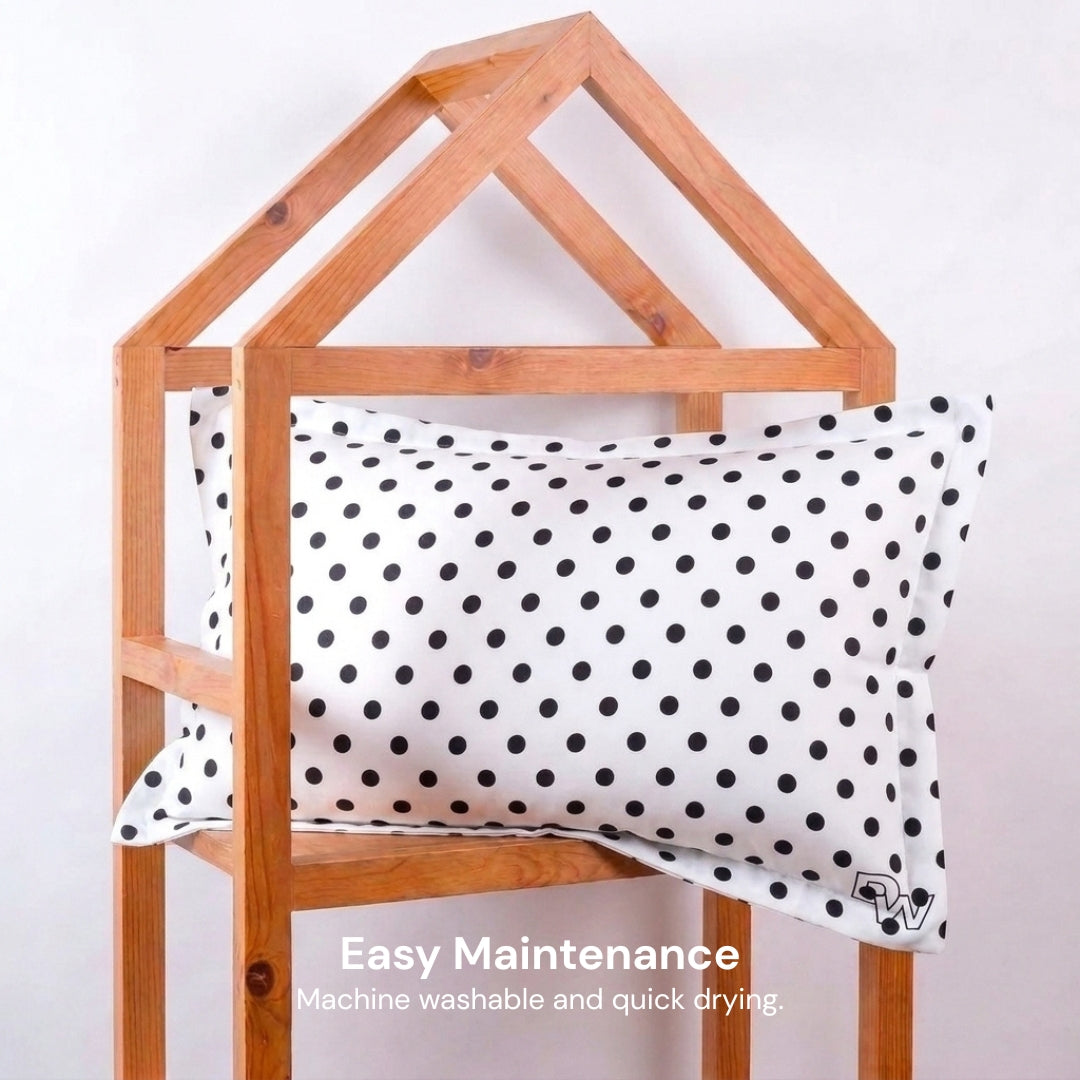 Polka Dot Cotton Pillow White