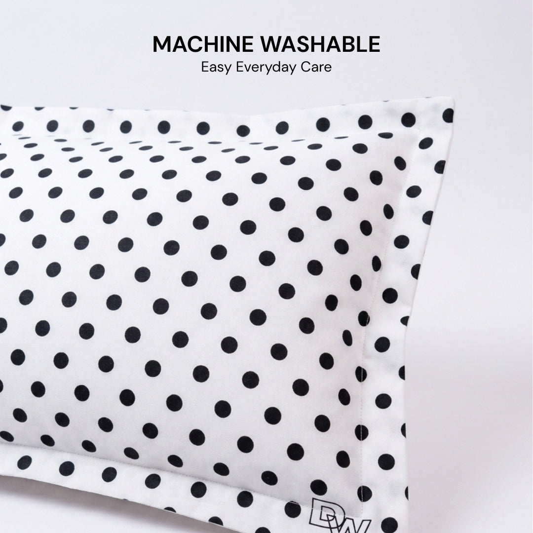 Polka Dot Cotton Pillow White