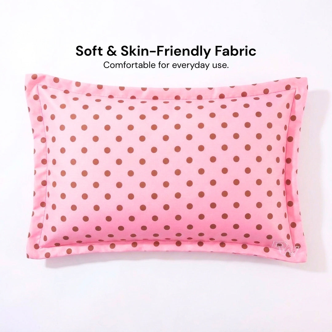 Polka Dot Cotton Pillow Pink