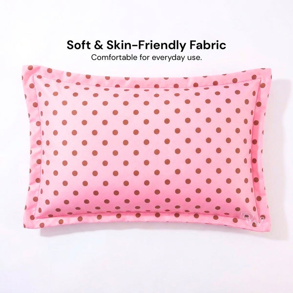 Polka Dot Cotton Pillow Pink