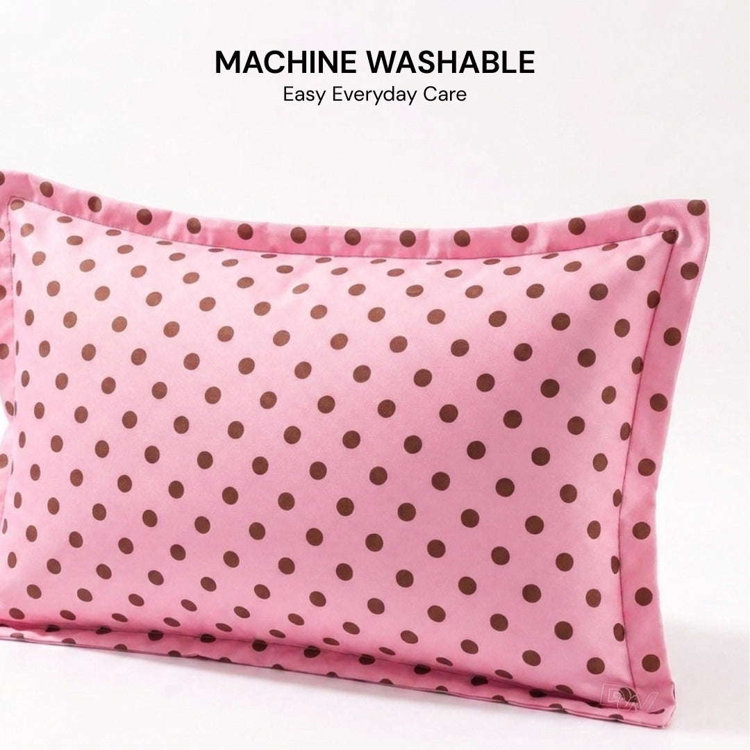 Polka Dot Cotton Pillow Pink