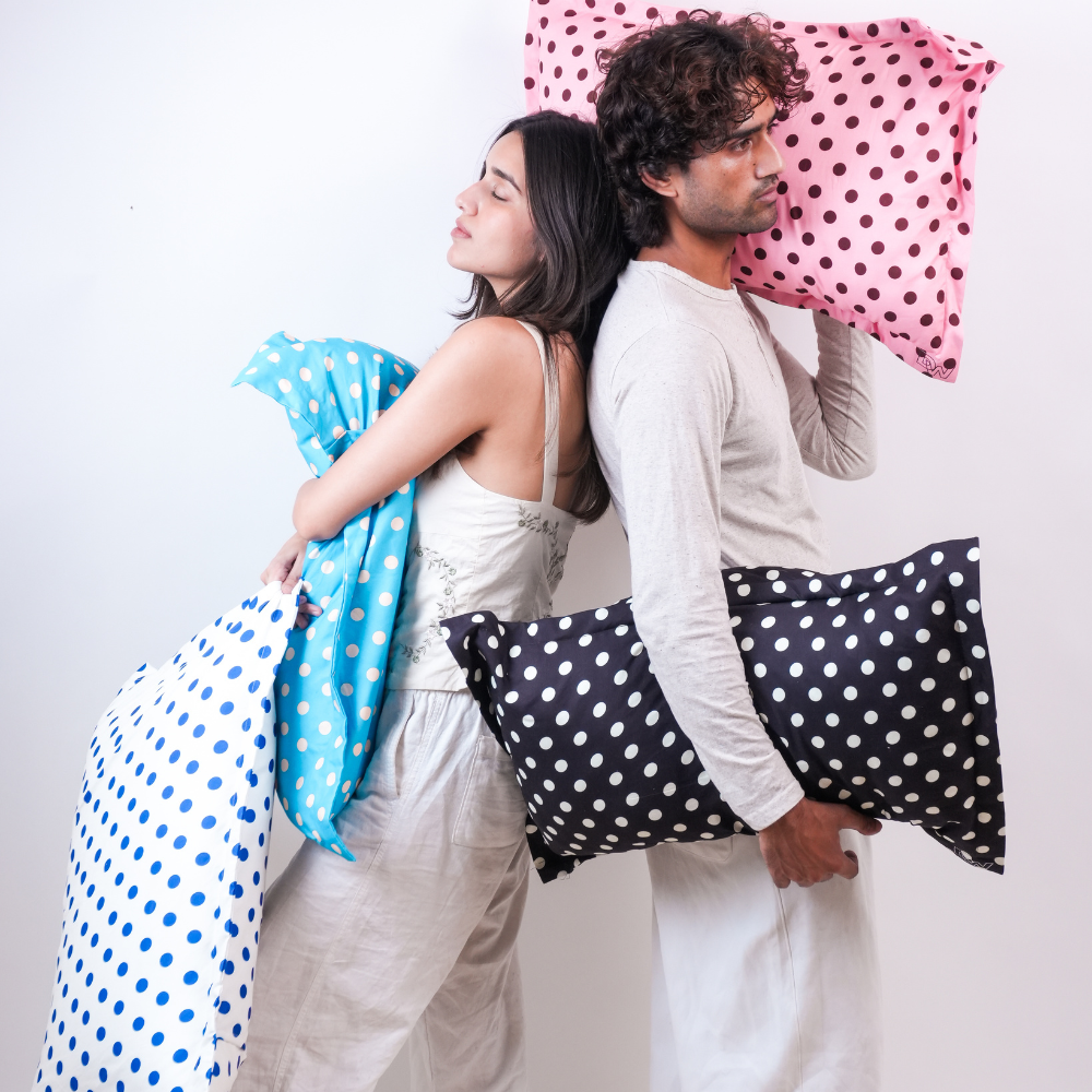 Polka Dot Cotton Pillow Covers Set