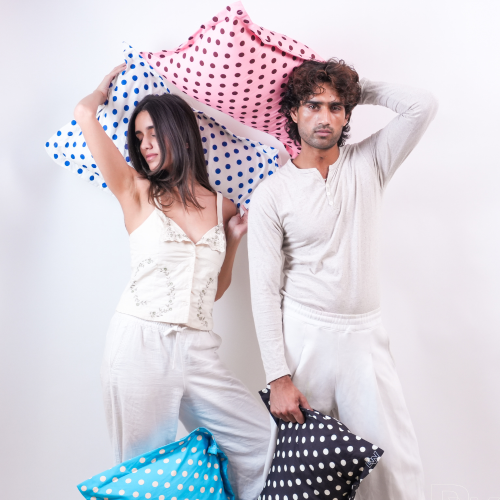 Polka Dot Cotton Pillow Covers Set