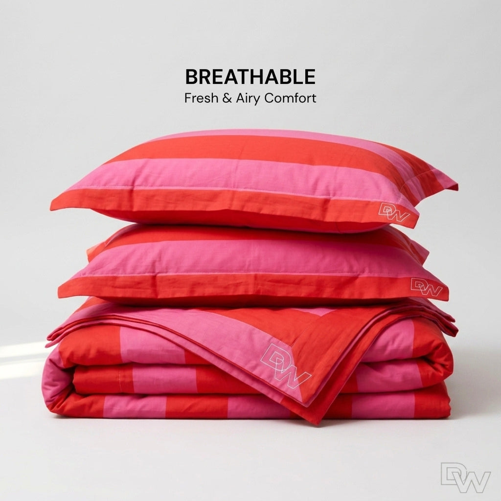 CORAL PINK & RED BEDSPREAD