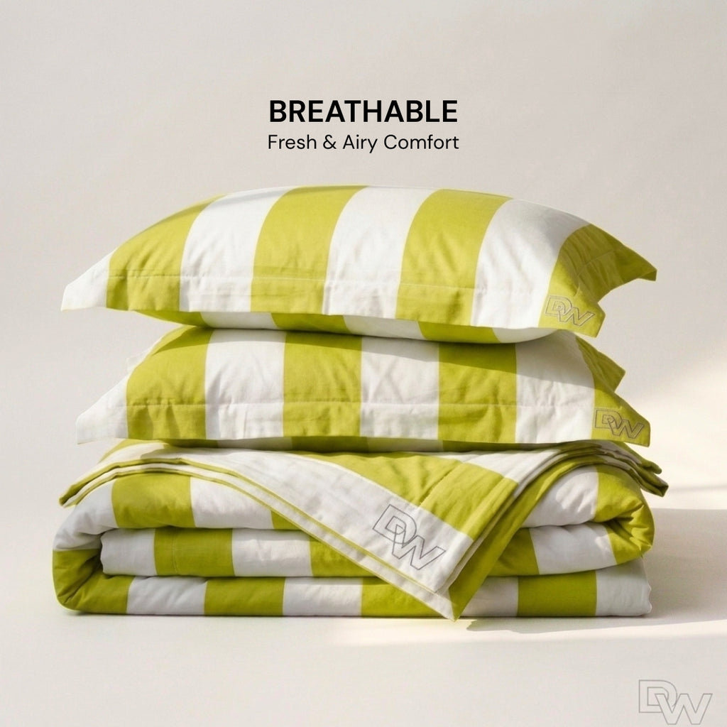 Green & White bedspread