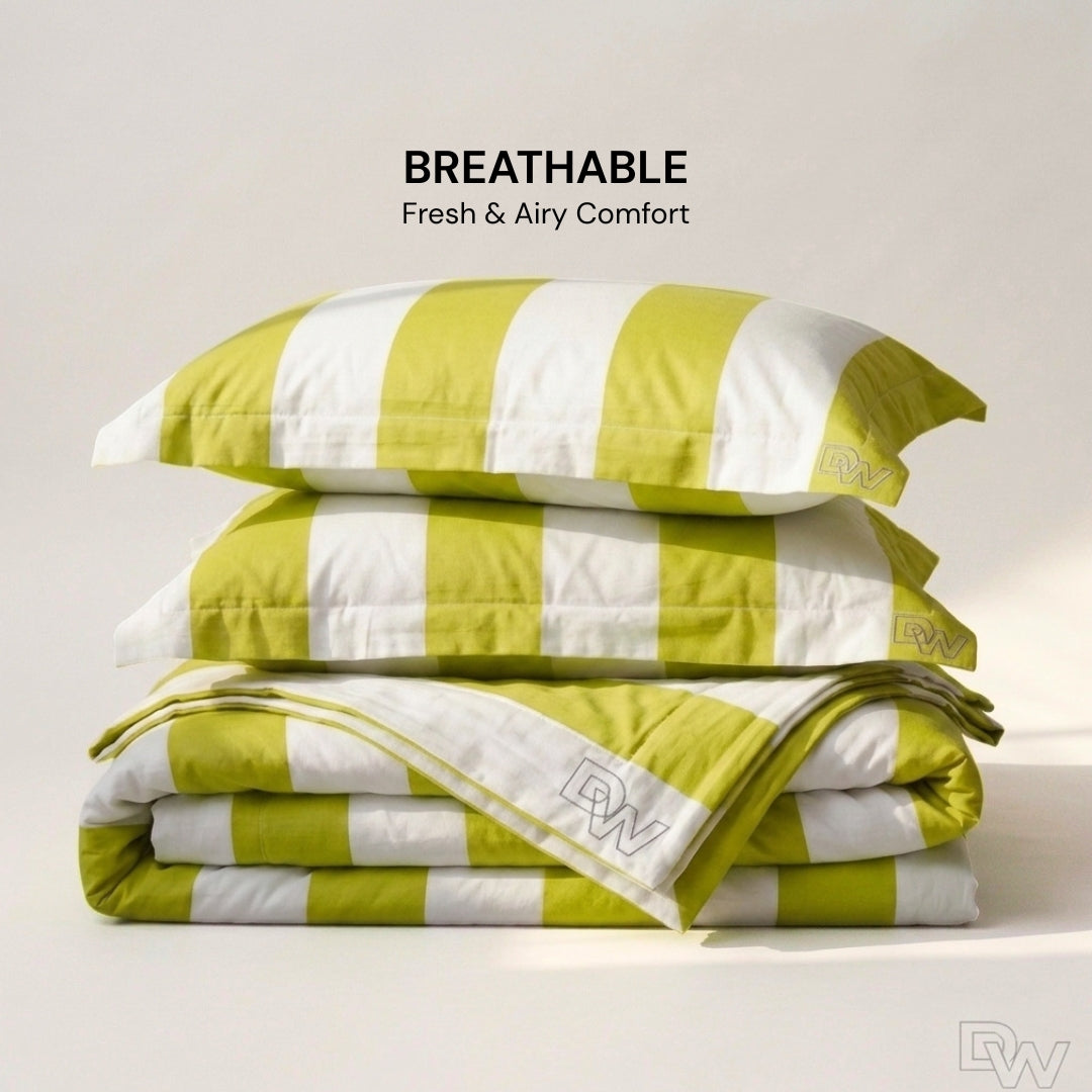 Green & White bedspread