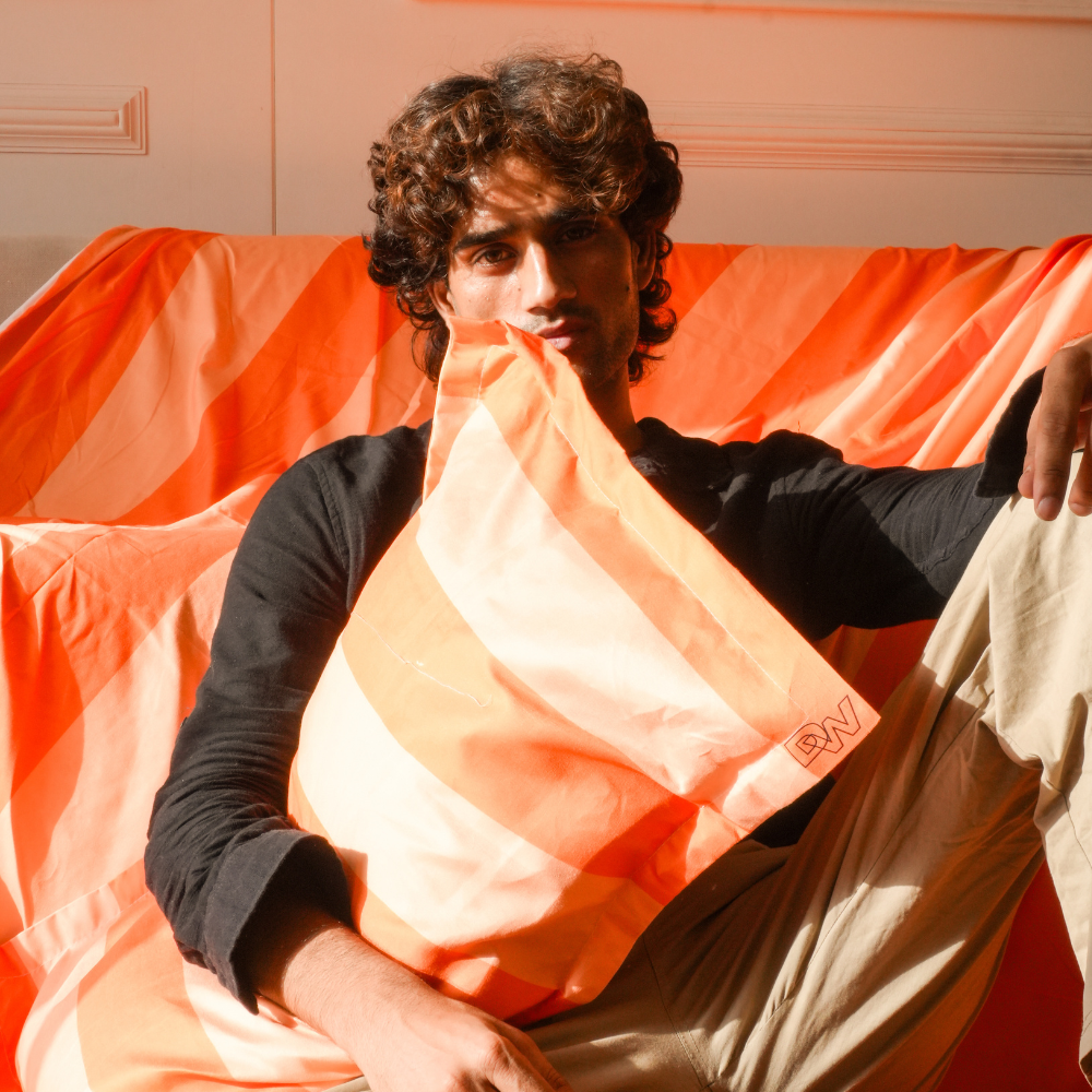 Sunset Orange Wave Design (Bedsheet with Pillow Cover)