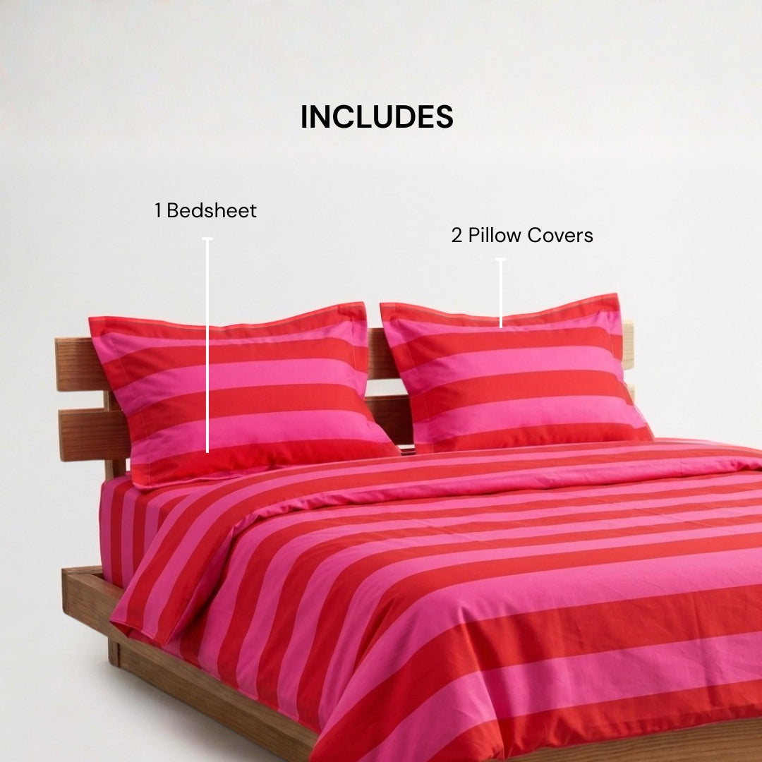CORAL PINK & RED BEDSPREAD
