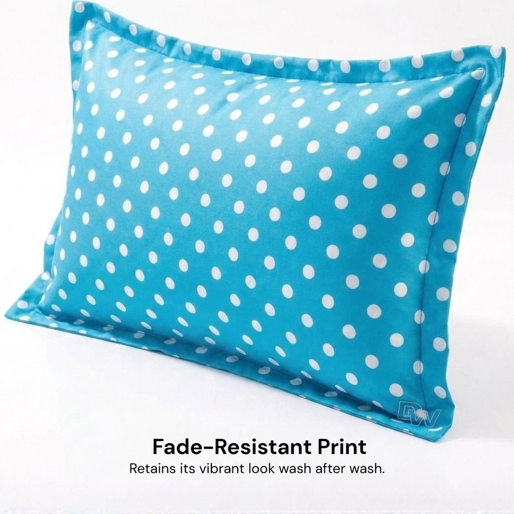 Polka Dot Cotton Pillow Blue