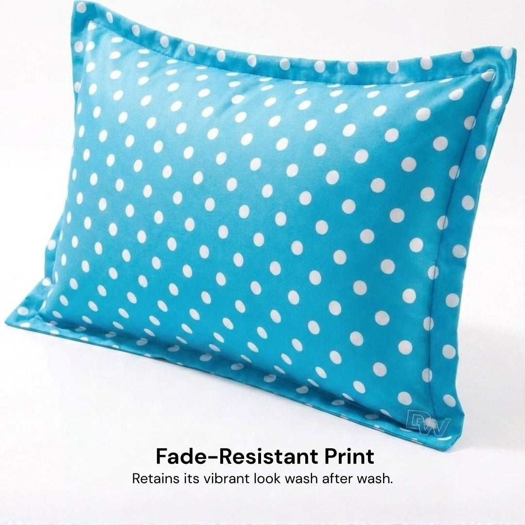 Polka Dot Cotton Pillow Blue