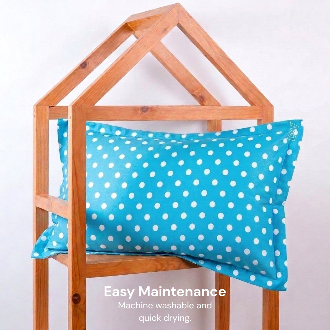 Polka Dot Cotton Pillow Blue
