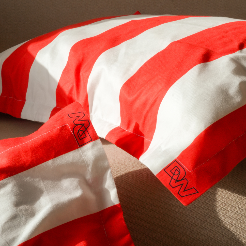 Red & White Premium Cotton Blend (Bedsheet with Pillow Covers)