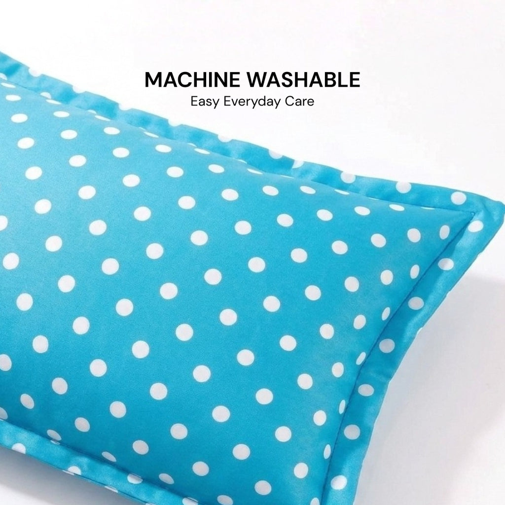 Polka Dot Cotton Pillow Blue
