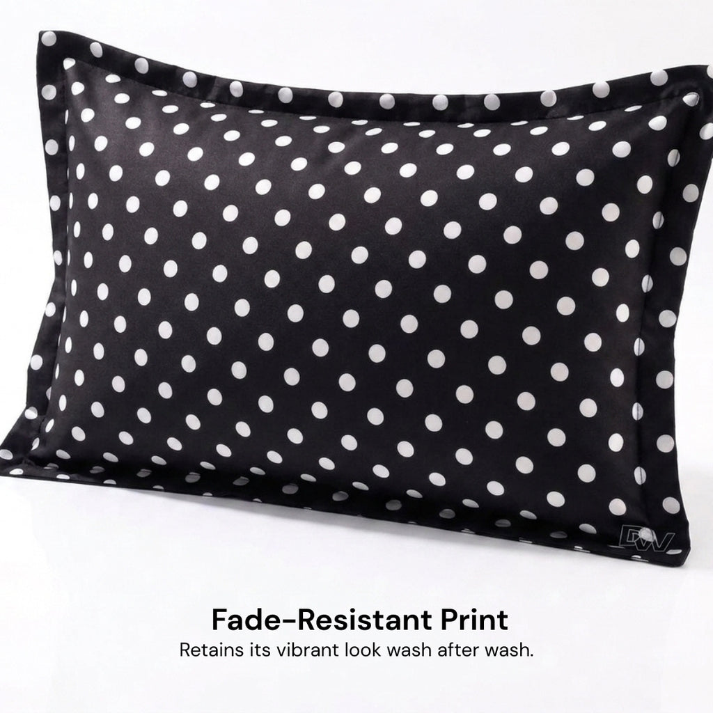 Polka Dot Cotton Pillow Black
