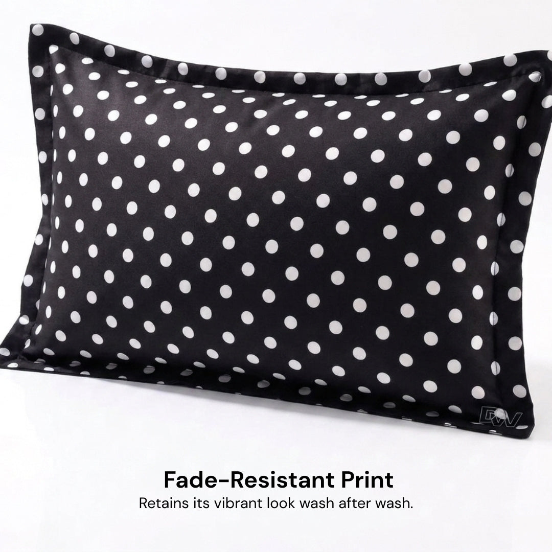 Polka Dot Cotton Pillow Black