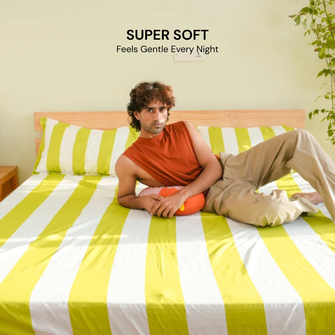 Green & White bedspread