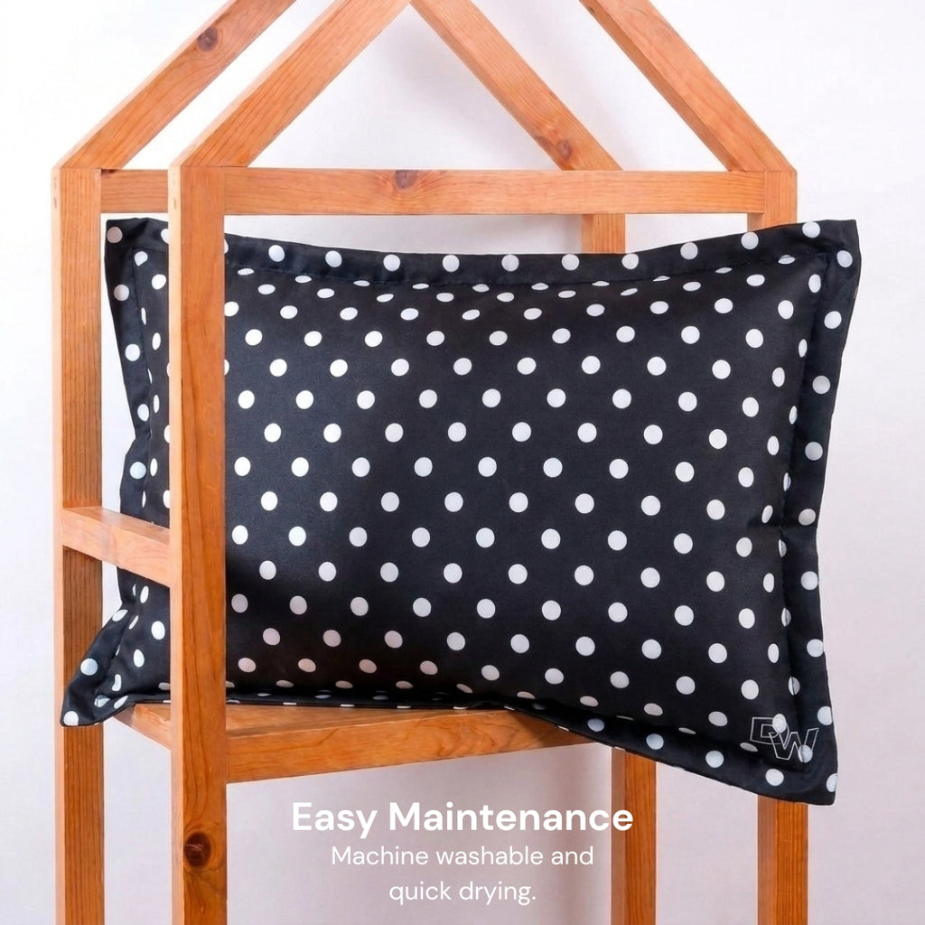 Polka Dot Cotton Pillow Black