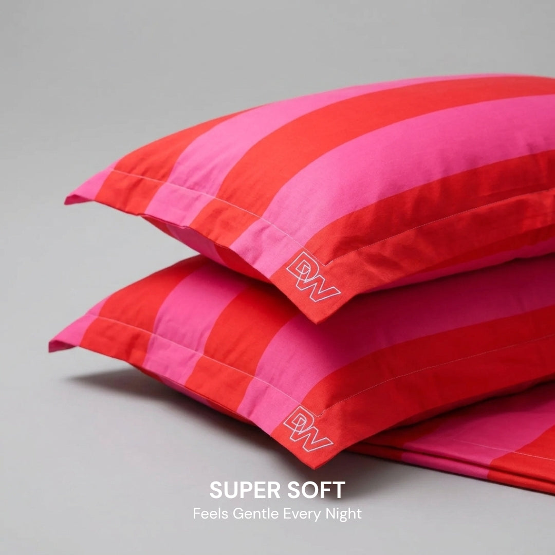CORAL PINK & RED BEDSPREAD