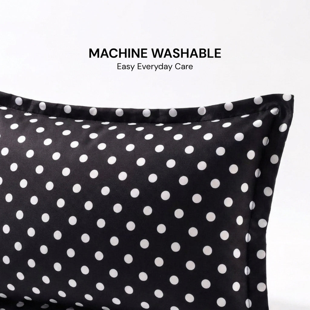 Polka Dot Cotton Pillow Black