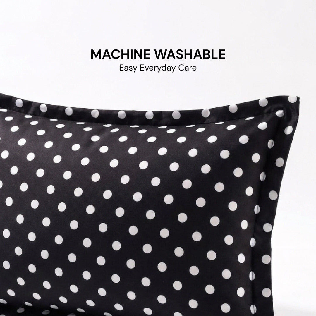 Polka Dot Cotton Pillow Black