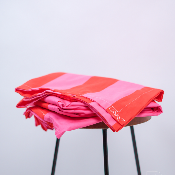 CORAL PINK & RED BEDSPREAD
