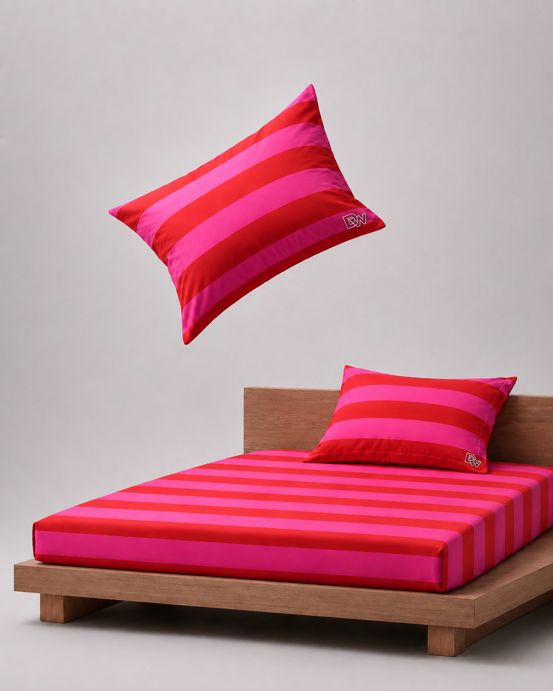 CORAL PINK & RED BEDSPREAD