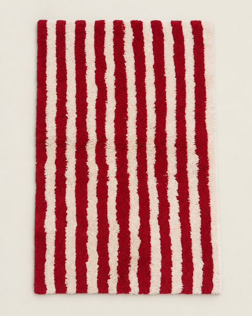 Bath Mat – Red & White