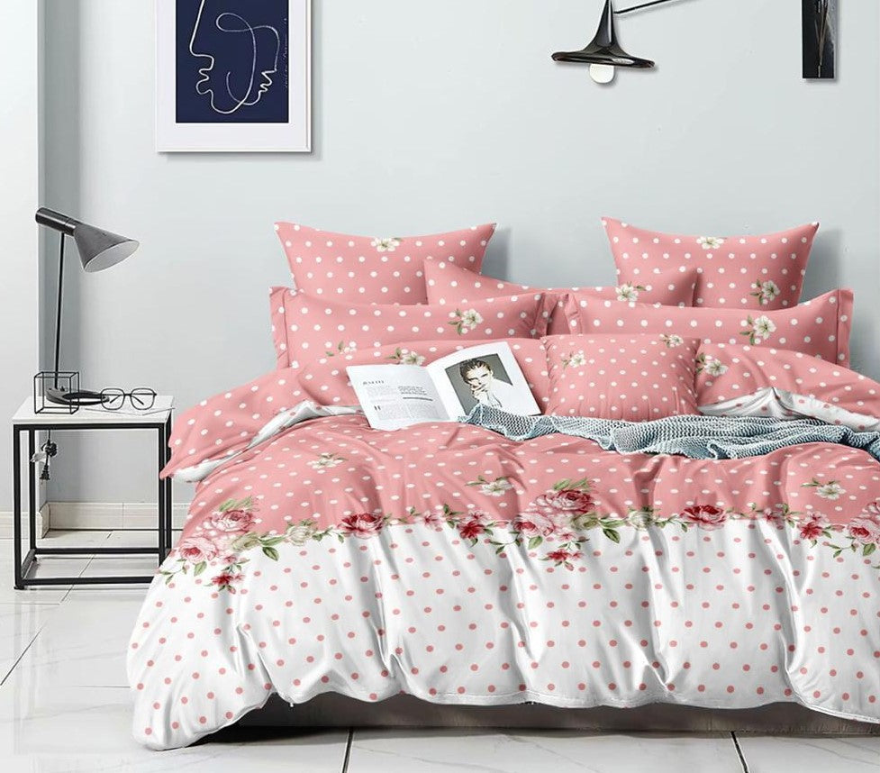 Polka Dots & Roses Border Bedsheet