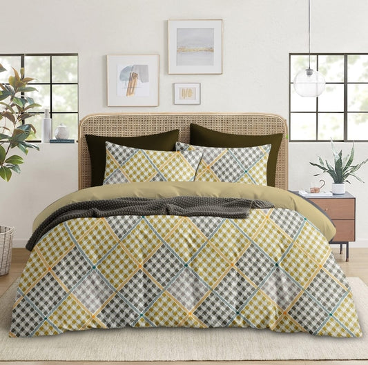 Oversized Diagonal Houndstooth Plaid Bedsheet
