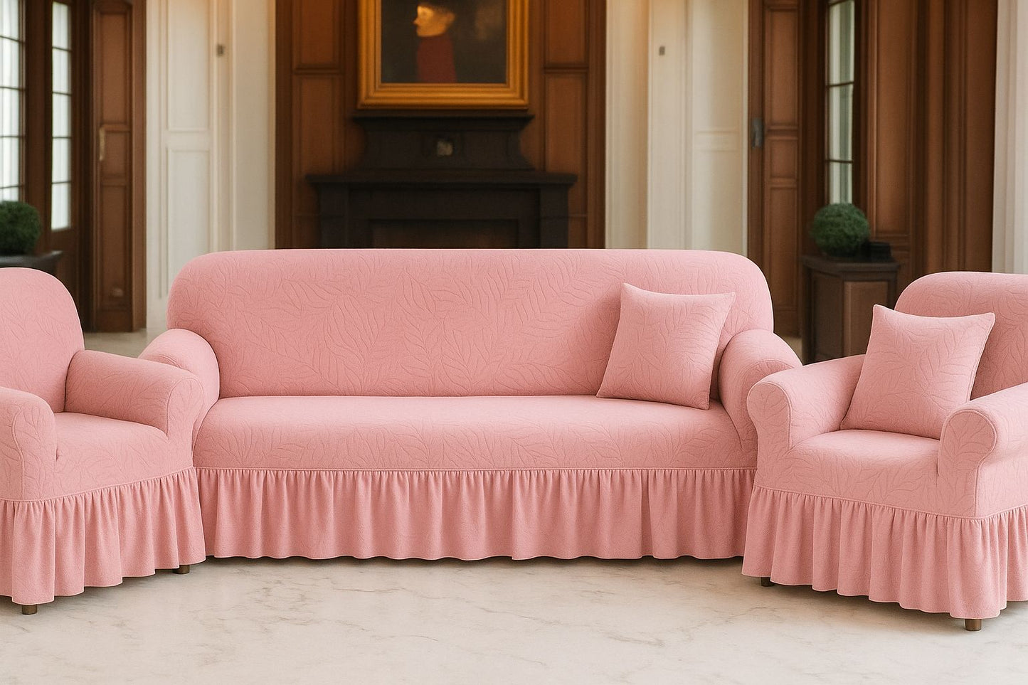 Neutral Beige Damask Cover