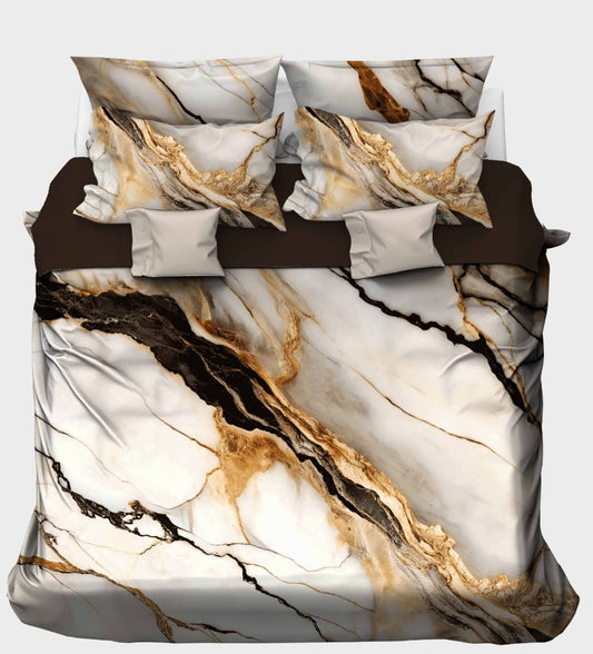 White Marble with Gold Veins Bedsheet