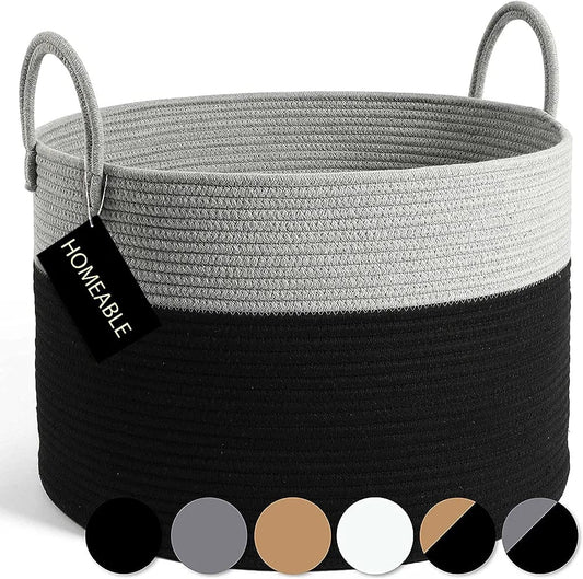 Gray and Black Color Block Storage Basket