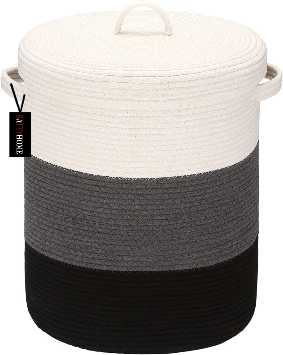 Off-White and Gray Braided Detail Basket