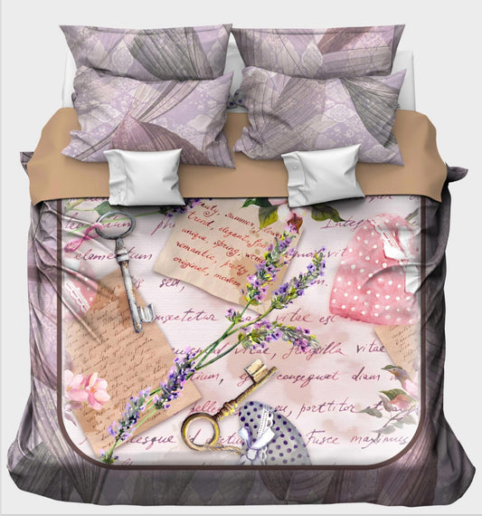 Vintage Love Letters & Lavender Sprigs Bedsheet