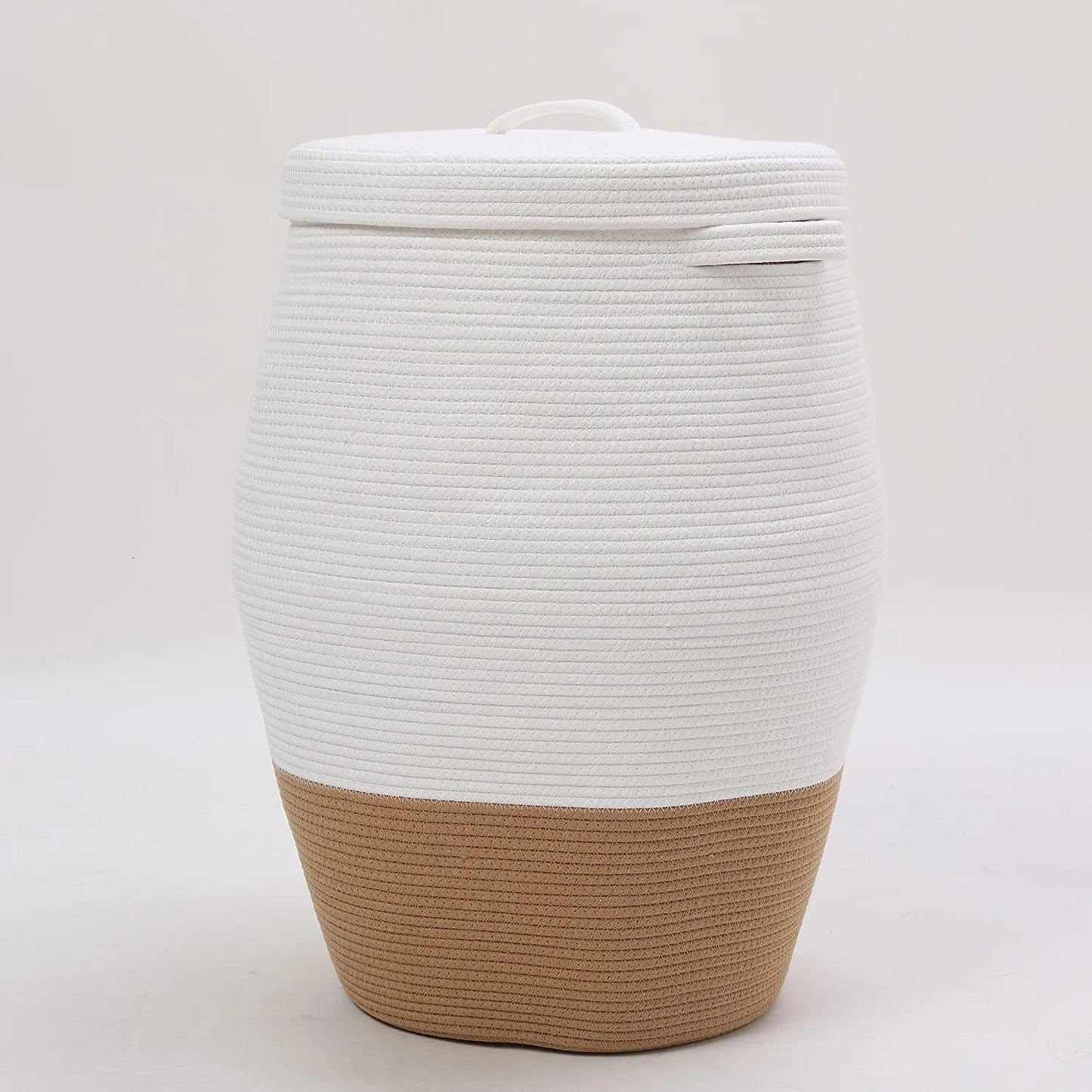 Tan and White Three-Tier Lidded Basket