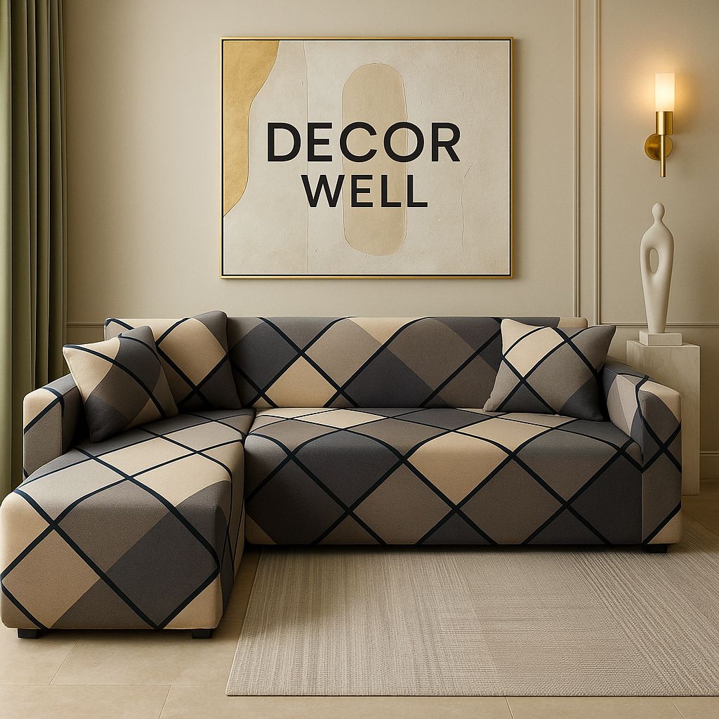 Charcoal Grey White Plaid Cover Set