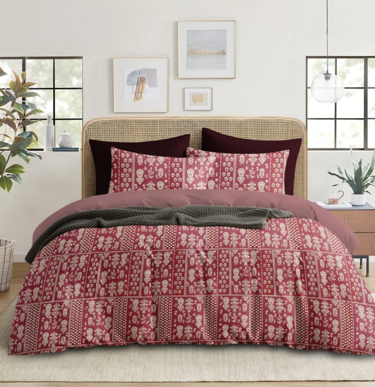 Cranberry Red Tapestry with Dusty Rose Reverse Bedsheet