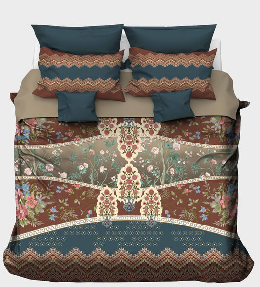 Bohemian Mix Floral & Chevron Print Bedsheet