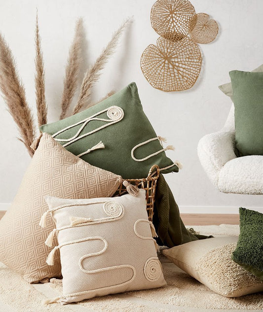 Bohemian Jute Embroidery Fringe Pillow Cover