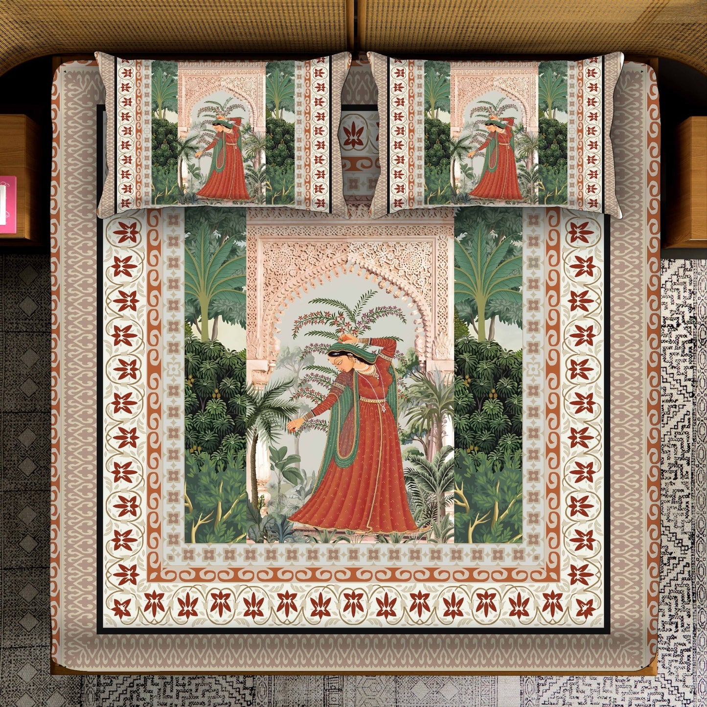 Mughal Miniature Court Dance Bedsheet