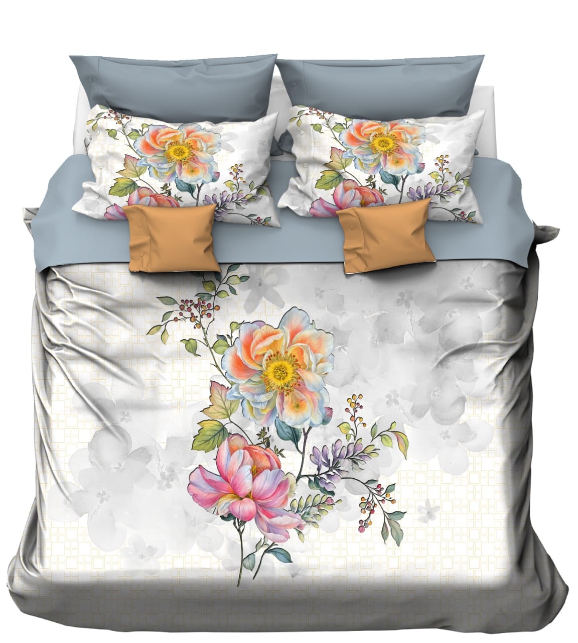 Oversized Watercolor Peonies & Wildflowers Bedsheet
