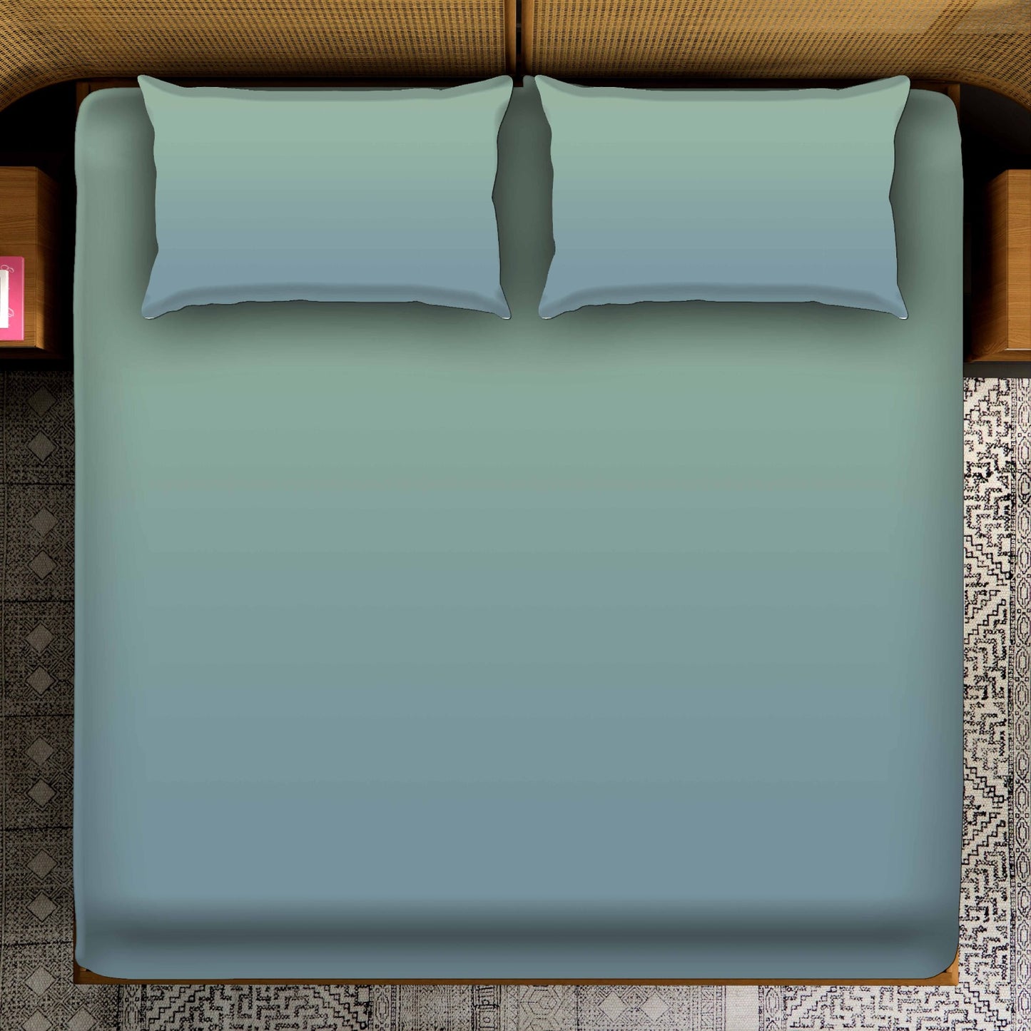 Smooth Blue & Green Gradient Bedsheet